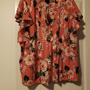 Coral floral swing top. Size 3XL.